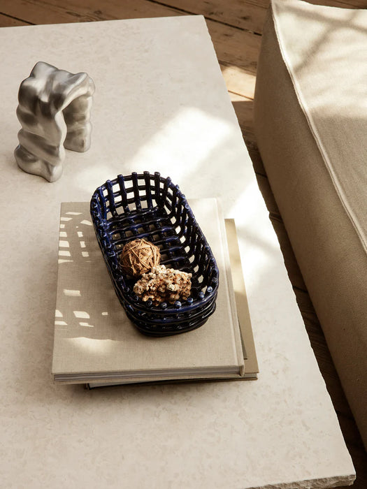 北歐進口家飾 ferm LIVING Ceramic Basket 橢圓置物籃