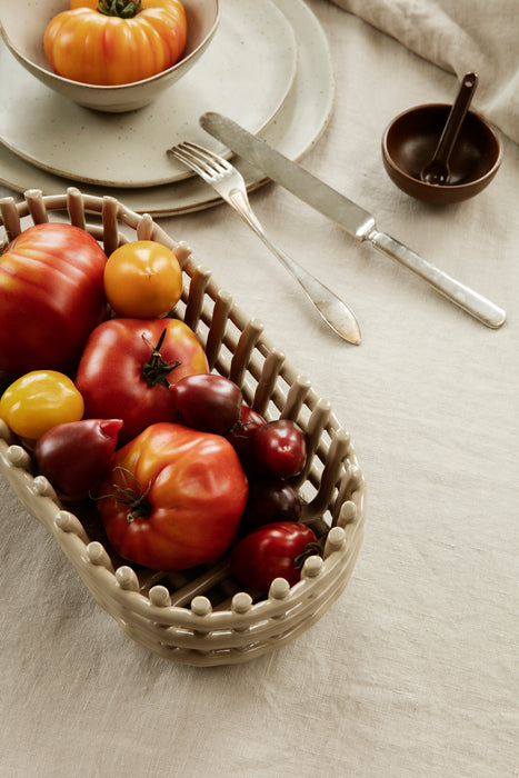 北歐進口家飾 ferm LIVING Ceramic Basket 橢圓置物籃